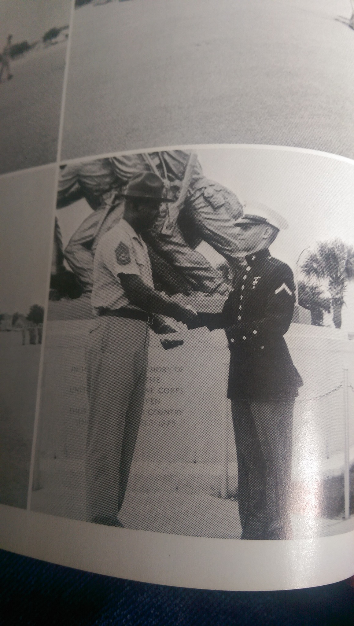 Historic photograph of a Marine recruit graduation recognition ceremony